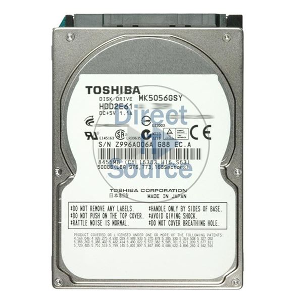 Toshiba MK5056GSY - 500GB 7.2K SATA 3.0Gbps 2.5" 16MB Cache Hard Drive
