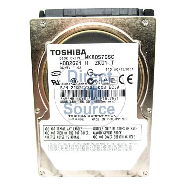 Toshiba MK8057GSC - 80GB 4.2K SATA 2.5" Hard Drive