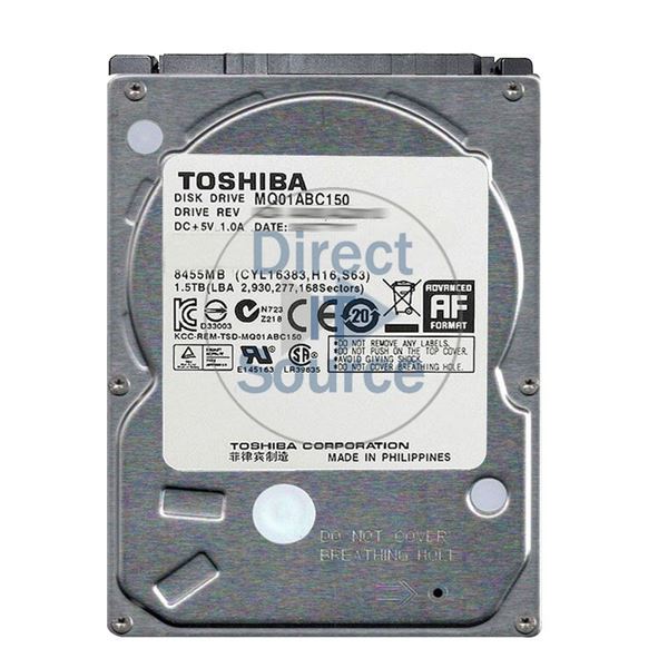 Toshiba MQ01ABC150 - 1.5TB 5.4K SATA 3.0Gbps 2.5" 8MB Cache Hard Drive