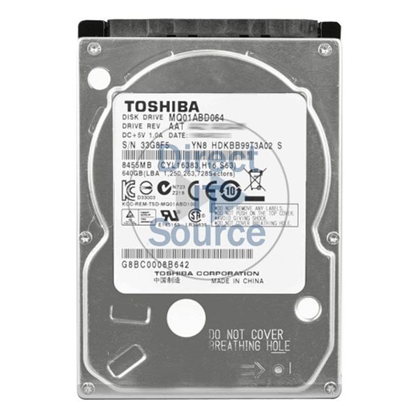 Toshiba MQ01ABD064 - 640GB 5.4K SATA 3.0Gbps 2.5" 8MB Cache Hard Drive