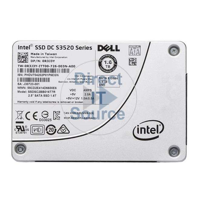 Dell R3J3Y - 1.6TB SATA 6.0Gbps 2.5" SSD