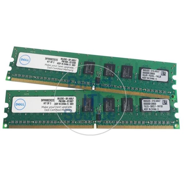 Dell SNPKN992CK2/2G - 2GB 2x1GB DDR2 PC2-6400 ECC Unbuffered 240-Pins Memory