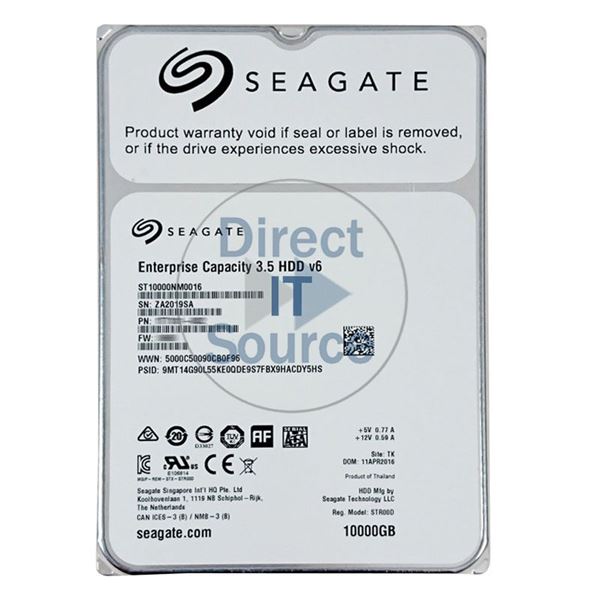 Seagate ST10000NM0016 - 10TB 7.2K SATA 6.0Gbps 3.5" 256MB Cache Hard Drive