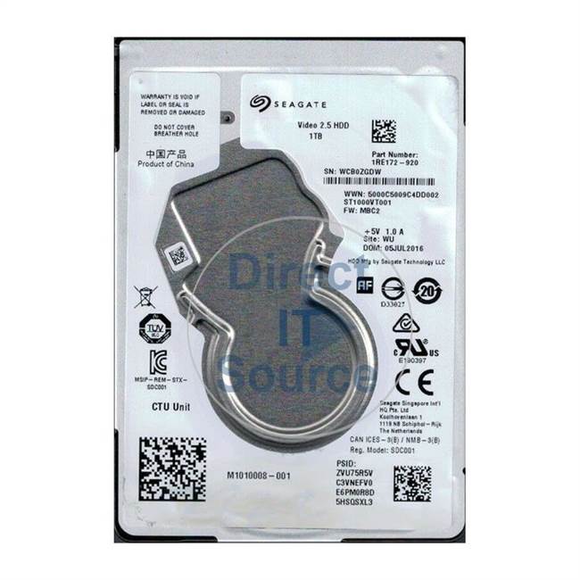 Seagate ST1000VT001 - 1TB 5.4K SATA 2.5" Hard Drive