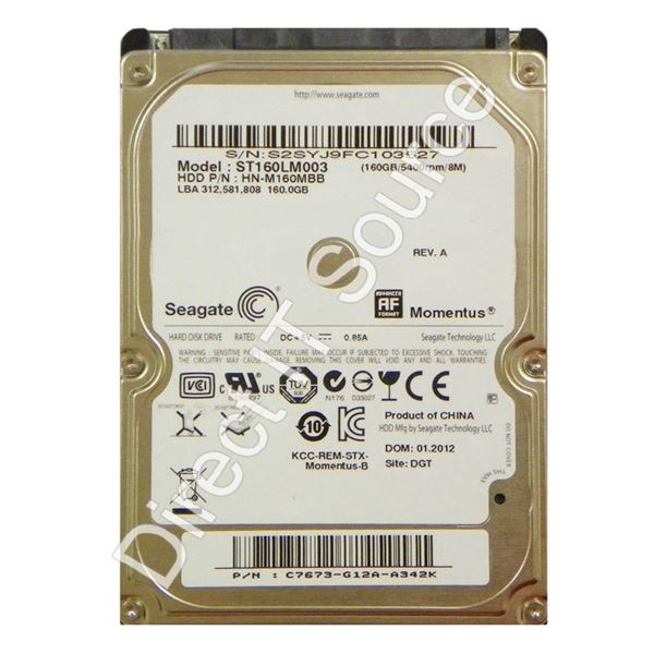 Seagate ST160LM003 - 160GB 5.4K SATA 3.0Gbps 2.5" 8MB Cache Hard Drive