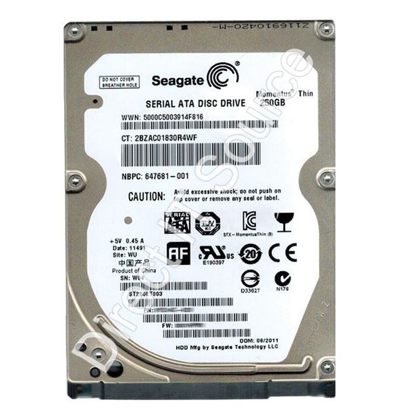 Seagate ST250LT003 - 250GB 5.4K SATA 3.0Gbps 2.5" 16MB Cache Hard Drive