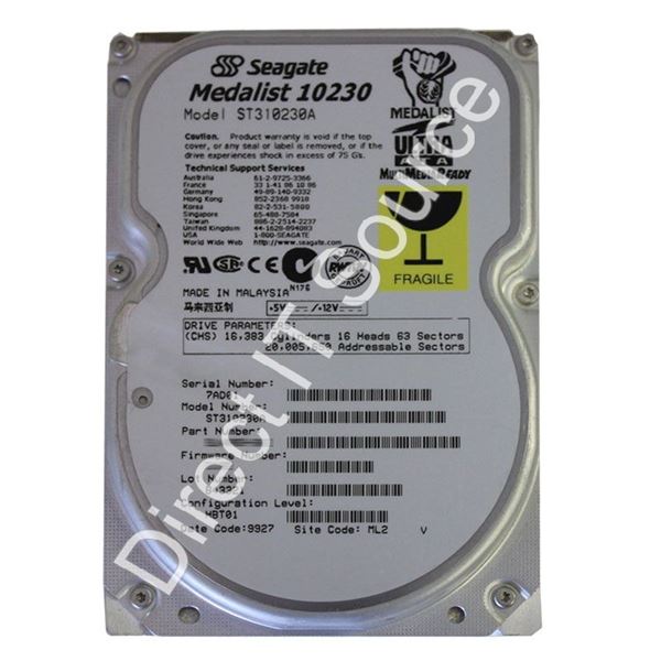 Seagate ST310230A - 10.2GB 5.4K Ultra-ATA/33 3.5" 512KB Cache Hard Drive