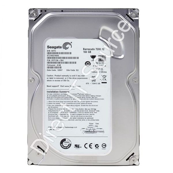 Seagate ST3160316AS - 160GB 7.2K SATA 6.0Gbps 3.5" 8MB Cache Hard Drive