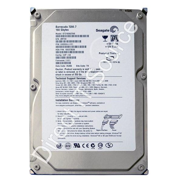 Seagate ST3160827AS - 160GB 7.2K SATA 1.5Gbps 3.5" 8MB Cache Hard Drive