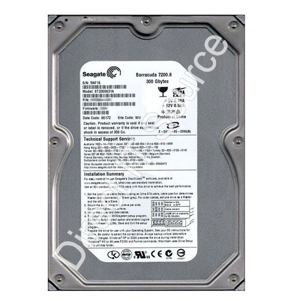 Seagate ST3300631A - 300GB 7.2K Ultra-ATA/100 3.5" 16MB Cache Hard Drive