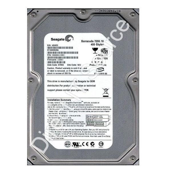 Seagate ST3400820A - 400GB 7.2K Ultra-ATA/100 3.5" 8MB Cache Hard Drive