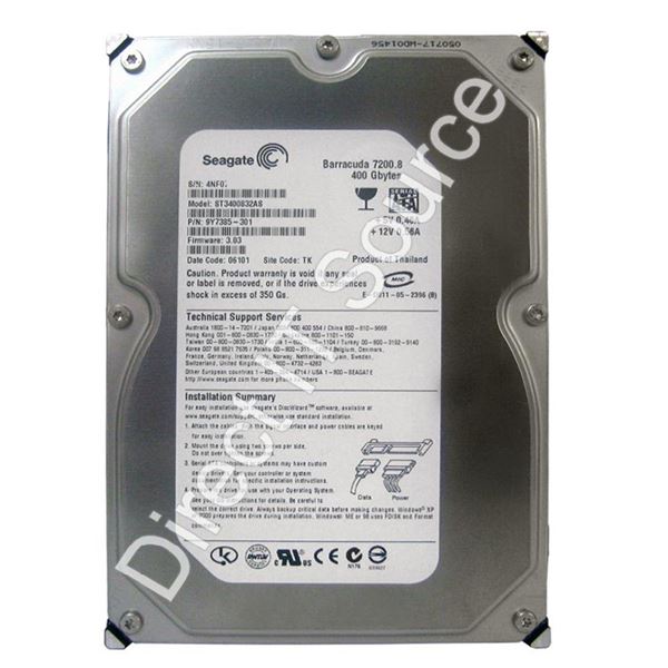 Seagate ST3400832AS - 400GB 7.2K SATA 1.5Gbps 3.5" 8MB Cache Hard Drive