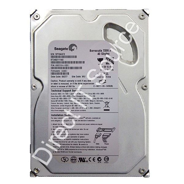 Seagate ST3402111AS - 40GB 7.2K SATA 3.0Gbps 3.5" 2MB Cache Hard Drive