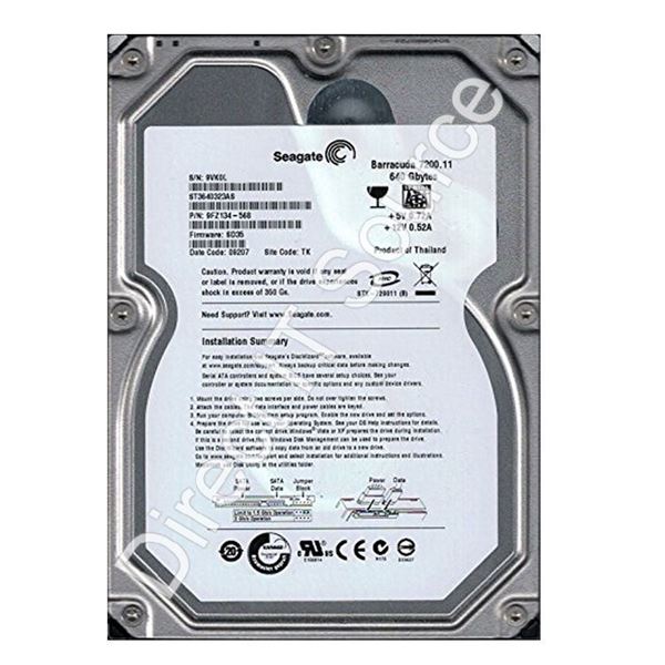 Seagate ST3640323AS - 640GB 7.2K SATA 3.0Gbps 3.5" 32MB Cache Hard Drive