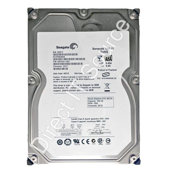 Seagate ST3750630AS - 750GB 7.2K SATA 3.0Gbps 3.5" 16MB Cache Hard Drive