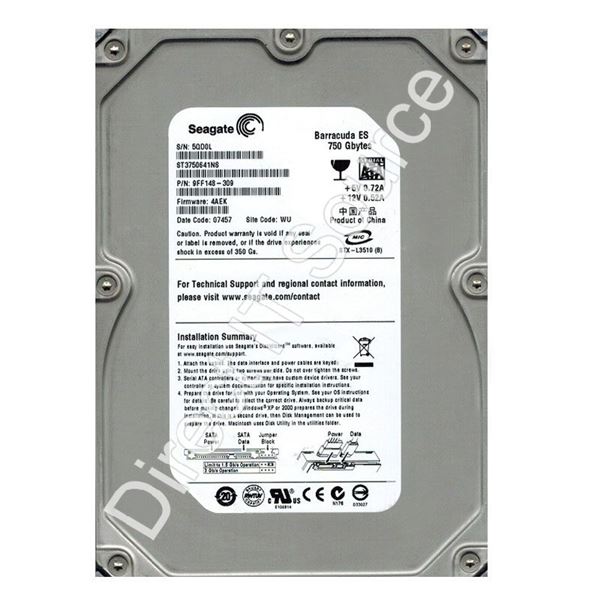 Seagate ST3750641NS - 750GB 7.2K SATA 3.0Gbps 3.5" 16MB Cache Hard Drive