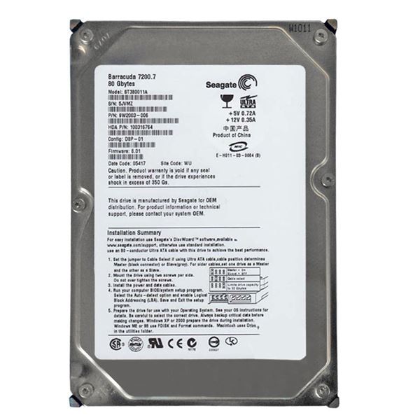 Seagate ST380011A - 80GB 7.2K Ultra-IDE ATA/100 3.5" 2MB Cache Hard Drive