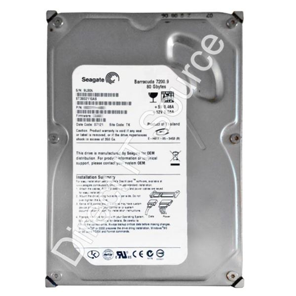 Seagate ST3802110AS - 80GB 7.2K SATA 3.5" 2MB Cache Hard Drive