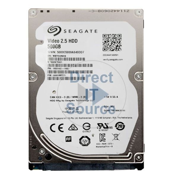 Seagate ST500VT001 - 500GB 5.4K SATA 6.0Gbps 2.5" 32MB Cache Hard Drive