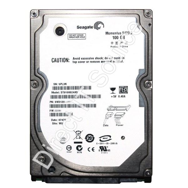 Seagate ST9100824AS - 100GB 5.4K SATA 1.5Gbps 2.5" 8MB Cache Hard Drive