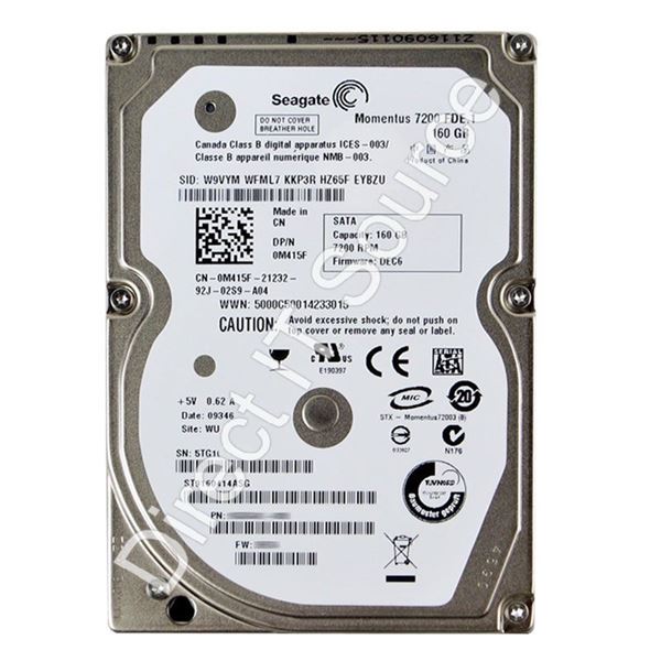 Seagate ST9160414ASG - 160GB 7.2K SATA 2.5" 16MB Cache Hard Drive