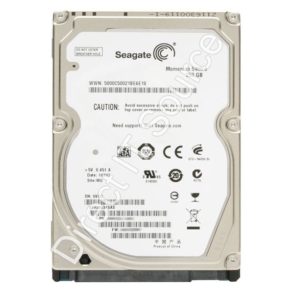 Seagate ST9250315AS - 250GB 5.4K SATA 3.0Gbps 2.5" 8MB Cache Hard Drive