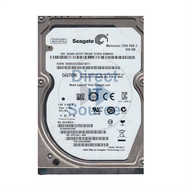 ST9500422AS Seagate - 500GB 7.2K SATA 2.5" 16MB Cache Hard Drive