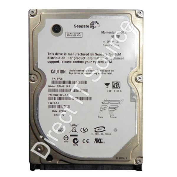 Seagate ST96812AS - 60GB 5.4K SATA 1.5Gbps 2.5" 8MB Cache Hard Drive