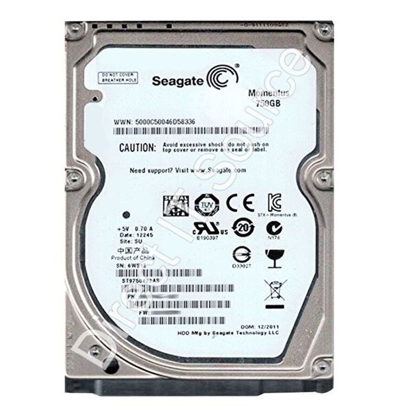 Seagate ST9750422AS - 750GB 7.2K SATA 3.0Gbps 2.5" 16MB Cache Hard Drive