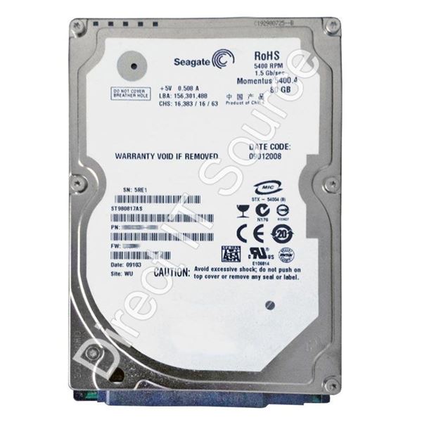 Seagate ST980817AS - 80GB 5.4K SATA 2.5" Hard Drive