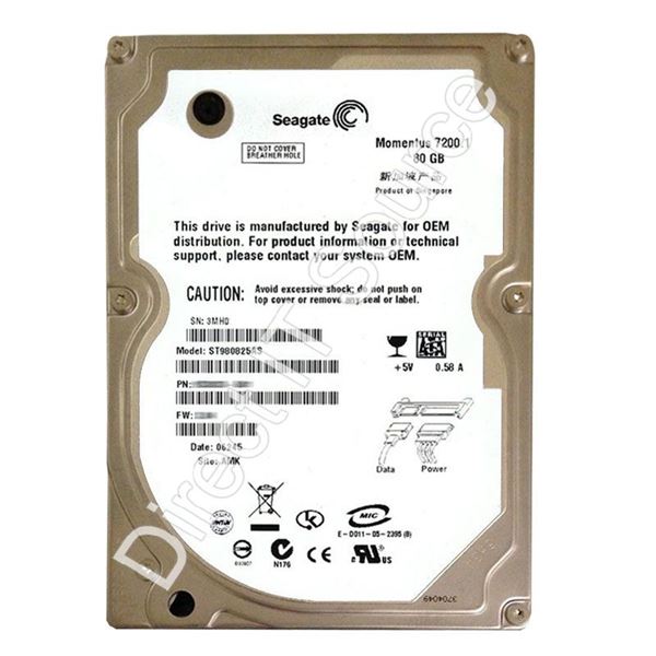 Seagate ST980825AS - 80GB 7.2K SATA 1.5Gbps 2.5" 8MB Cache Hard Drive