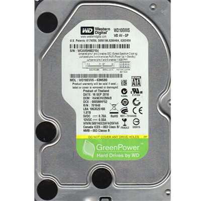 WD WD10EVVS - 1TB IntelliPower SATA 3.0Gbps 3.5" 8MB Hard Drive