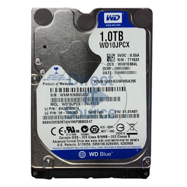 WD WD10JPCX-24UE4T0 - 1TB 5.4K SATA 2.5" 8MB Cache Hard Drive