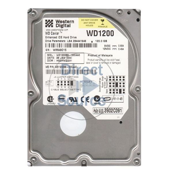 WD WD1200BB-00CAA0 - 120GB 7.2K IDE Ultra-ATA/100 3.5" 2MB Cache Hard Drive