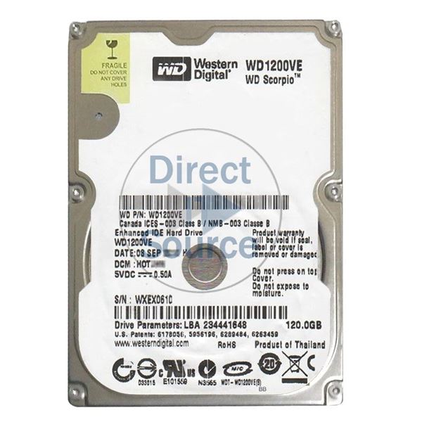 WD WD1200VE - 120GB 5.4K Ultra-ATA/100 2.5" 8MB Cache Hard Drive