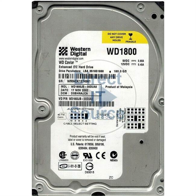 Western Digital WD1800JB-00DAA0 - 180GB 7.2K 3.5" Hard Drive