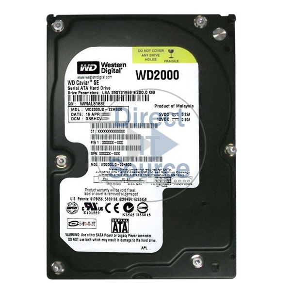 WD WD2000JD-22HBC0 - 200GB 7.2K SATA 1.5Gbps 3.5" 8MB Hard Drive