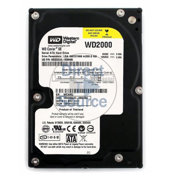WD WD2000JS-98MHB0 - 200GB 7.2K SATA 3.0Gbps 3.5" 8MB Cache Hard Drive