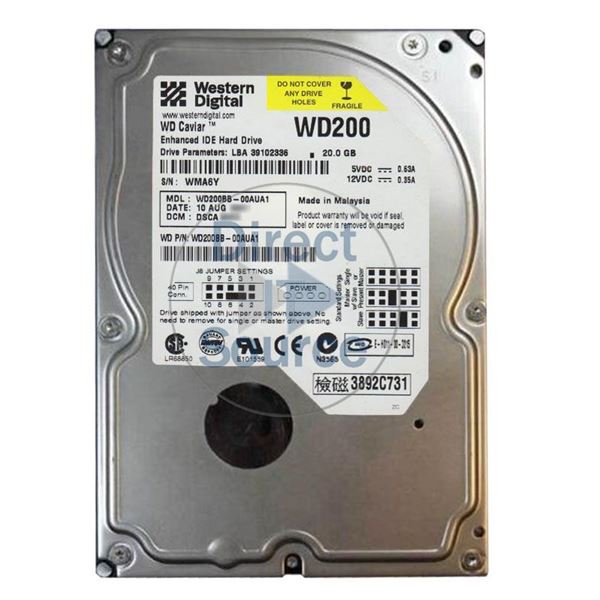 WD WD200BB-00AUA1 - 20GB 7.2K IDE 3.5" 2MB Cache Hard Drive