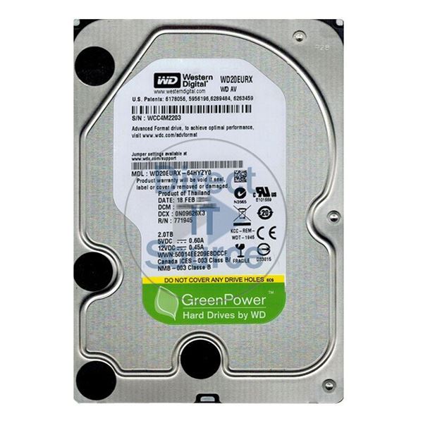 WD WD20EURX-64HYZY0 - 2TB IntelliPower SATA 6.0Gbps 3.5" 64MB Cache Hard Drive