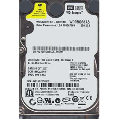 WD WD2500BEAS - 250GB 5.4K SATA 2.5" 2MB Hard Drive