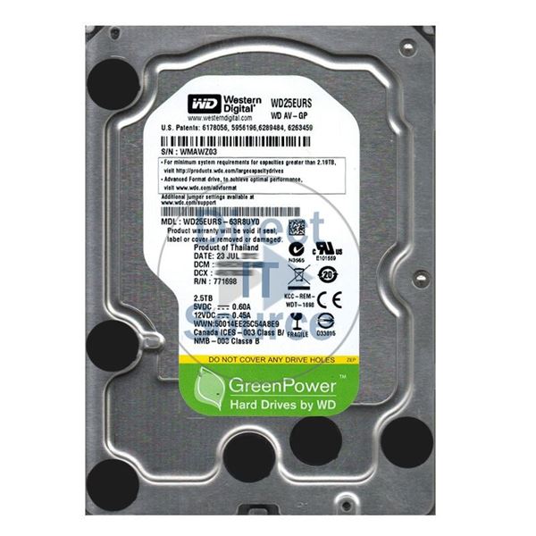 WD WD25EURS-63R8UY0 - 2.5TB IntelliPower SATA 3.0Gbps 3.5" 64MB Cache Hard Drive