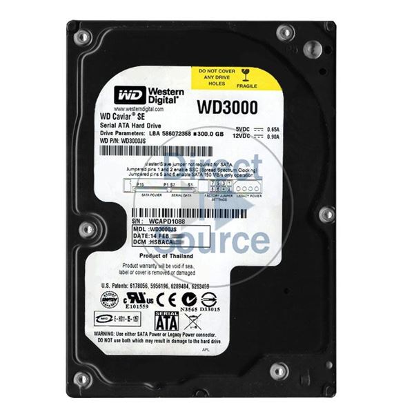 WD WD3000JS - 300GB 7.2K SATA 3.0Gbps 3.5" 8MB Hard Drive