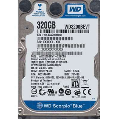 WD WD3200BEVT - 320GB 5.4K SATA 3.0Gbps 2.5" 8MB Hard Drive
