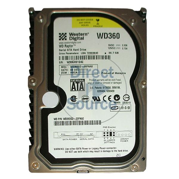 WD WD360GD-00FNA0 - 36.7GB 10K SATA 1.5Gbps 3.5" 8MB Hard Drive