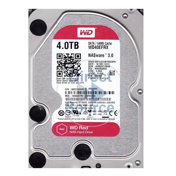 WD WD40EFRX-68N32N0 - 4TB 5.4K SATA 6.0Gbps 3.5" 64MB  Cache Hard Drive