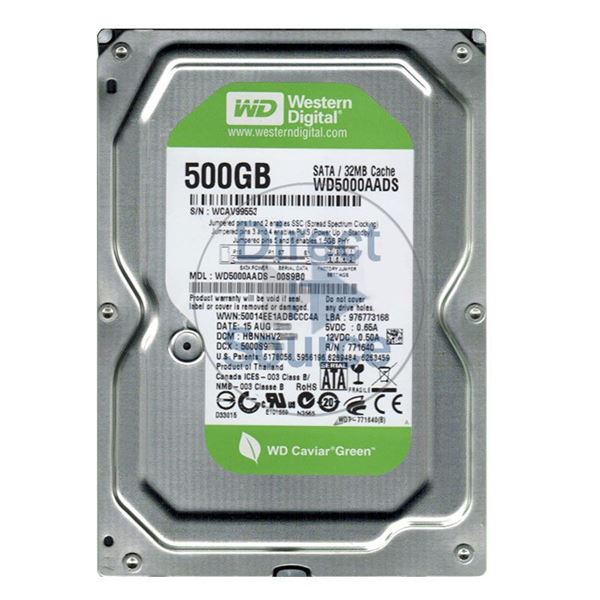 WD WD5000AADS-00S9B0 - 500GB IntelliPower SATA 3.0Gbps 3.5" 32MB Hard Drive