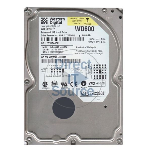 WD WD600AB-00CBA1 - 60GB 5.4K IDE 3.5" 2MB Cache Hard Drive