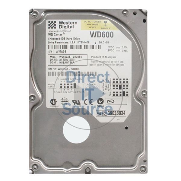 WD WD600AB-22CDB0 - 60GB 5.4K IDE 3.5" 2MB Cache Hard Drive