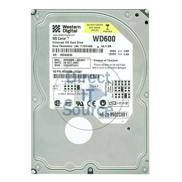 WD WD600BB-00CAA1 - 60GB 7.2K IDE 3.5" 2MB Cache Hard Drive